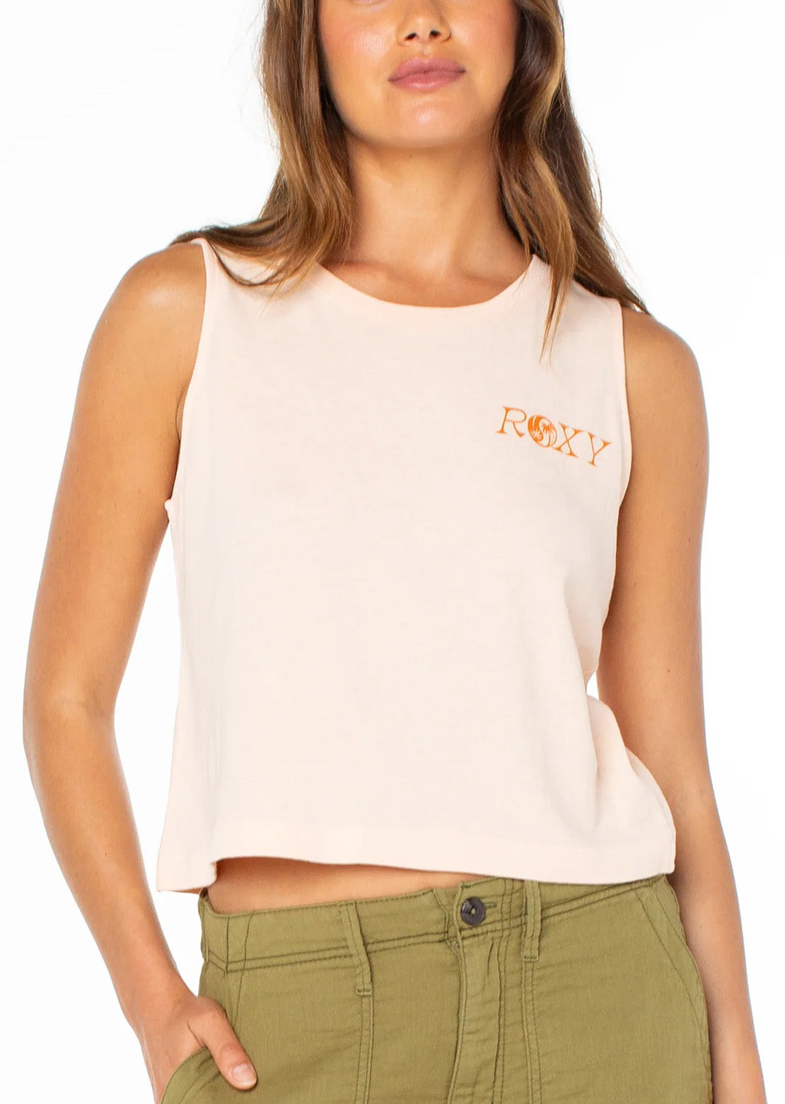 Roxy Women's Wildflower Tank Top Tropical Peach Yin Yang Palm