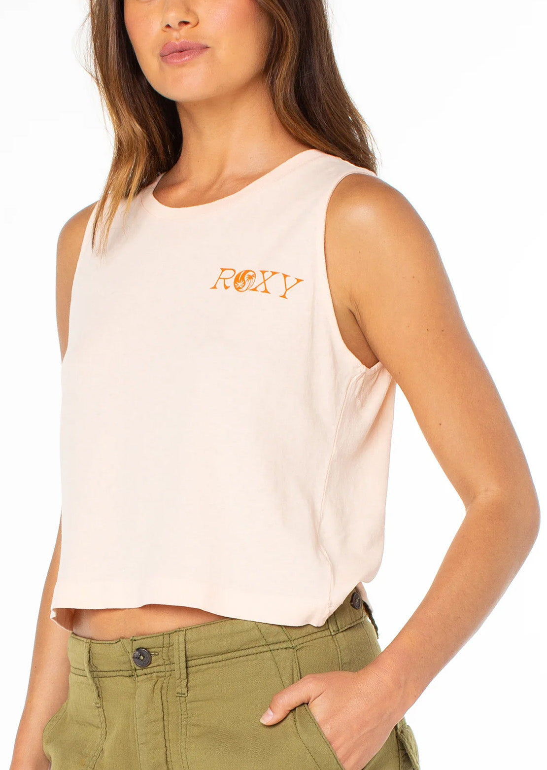 Roxy Women's Wildflower Tank Top Tropical Peach Yin Yang Palm