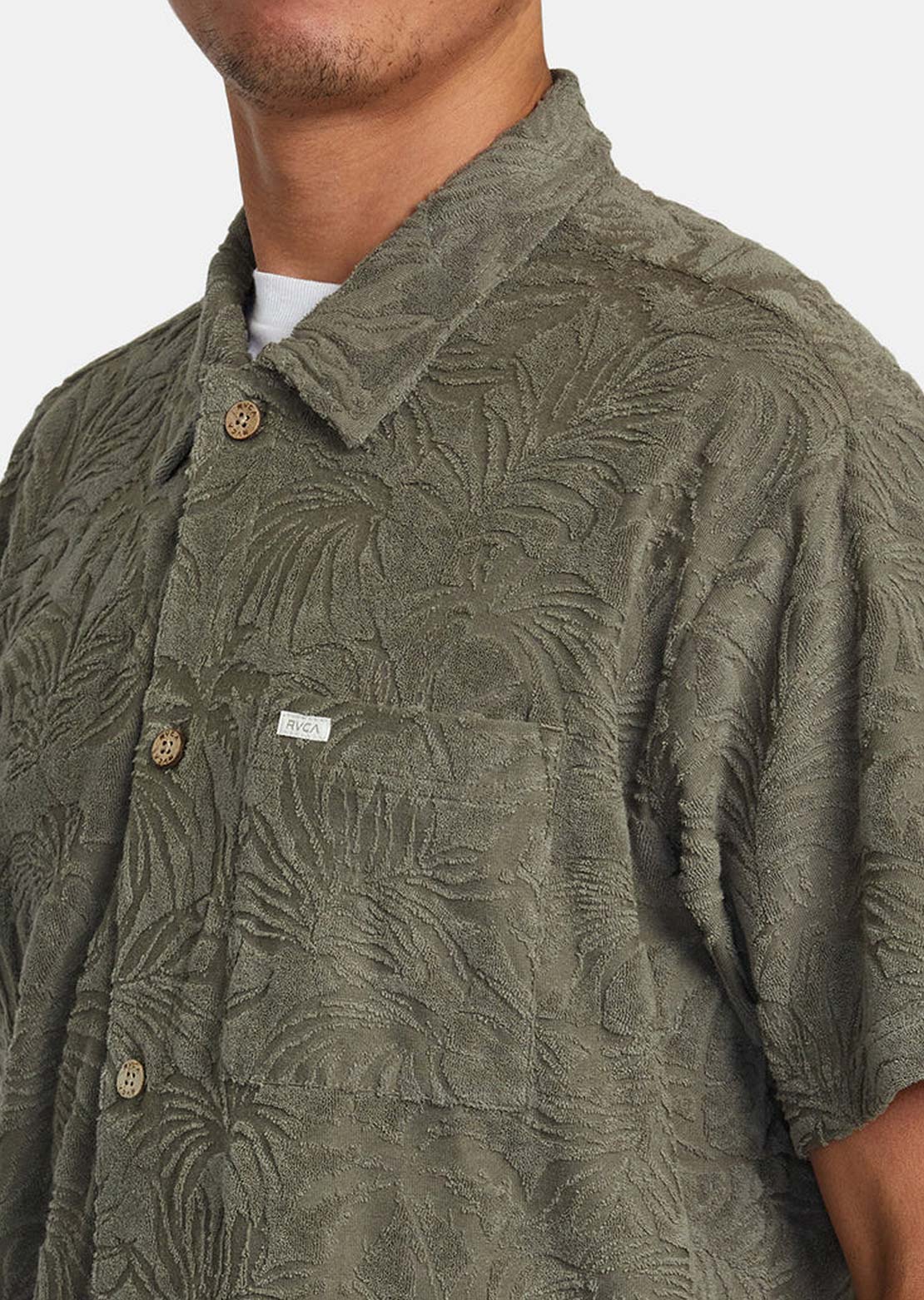 RVCA Men’s Palms Down Short Sleeve Polo Shirt Mushroom