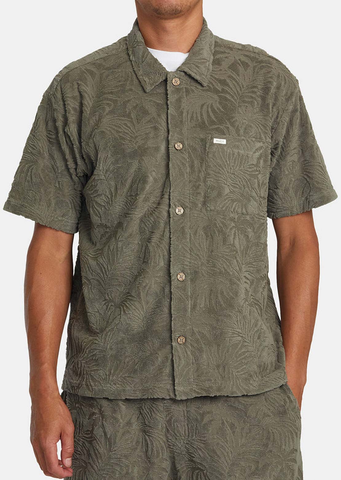 RVCA Men’s Palms Down Short Sleeve Polo Shirt Mushroom