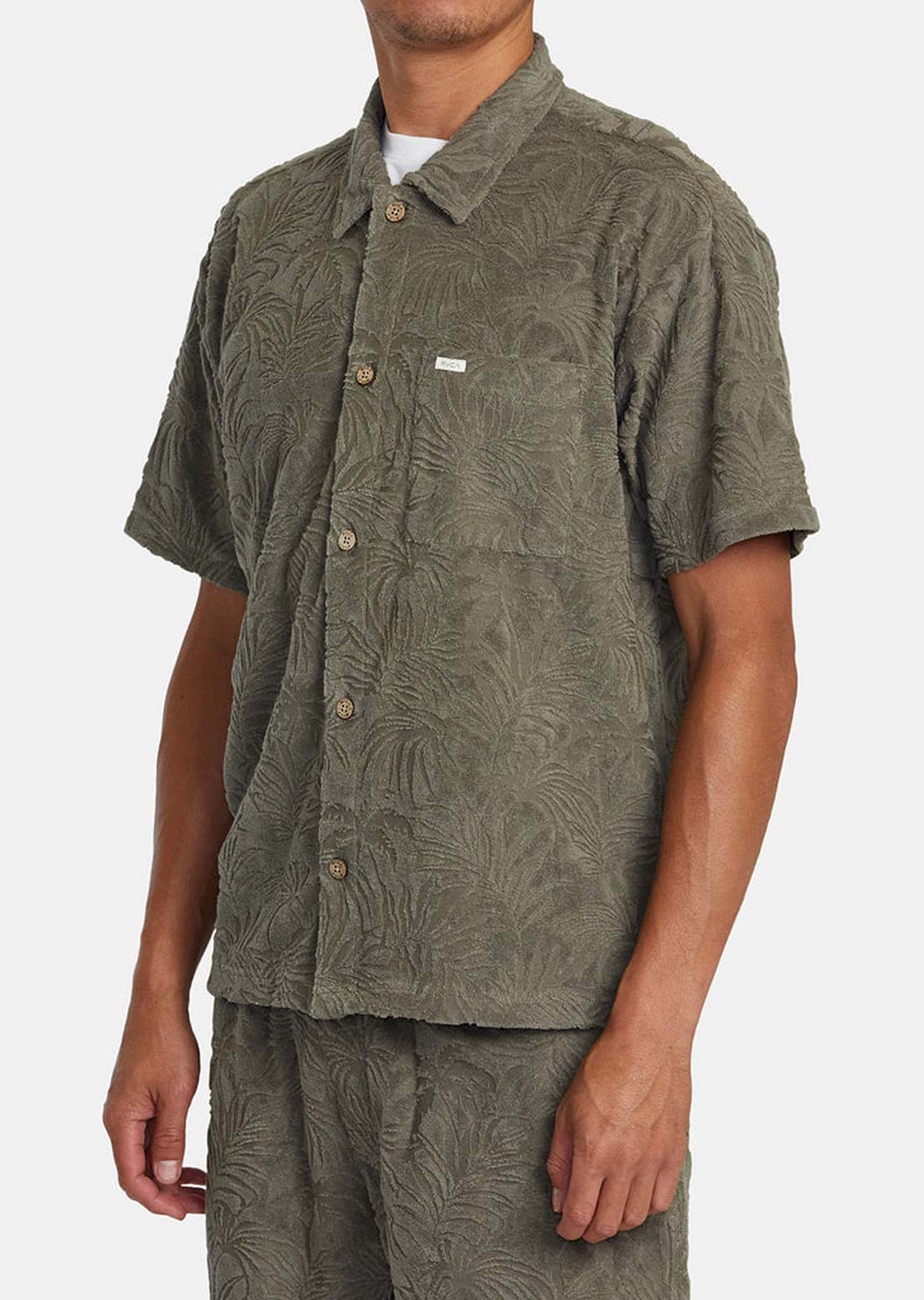 RVCA Men’s Palms Down Short Sleeve Polo Shirt Mushroom