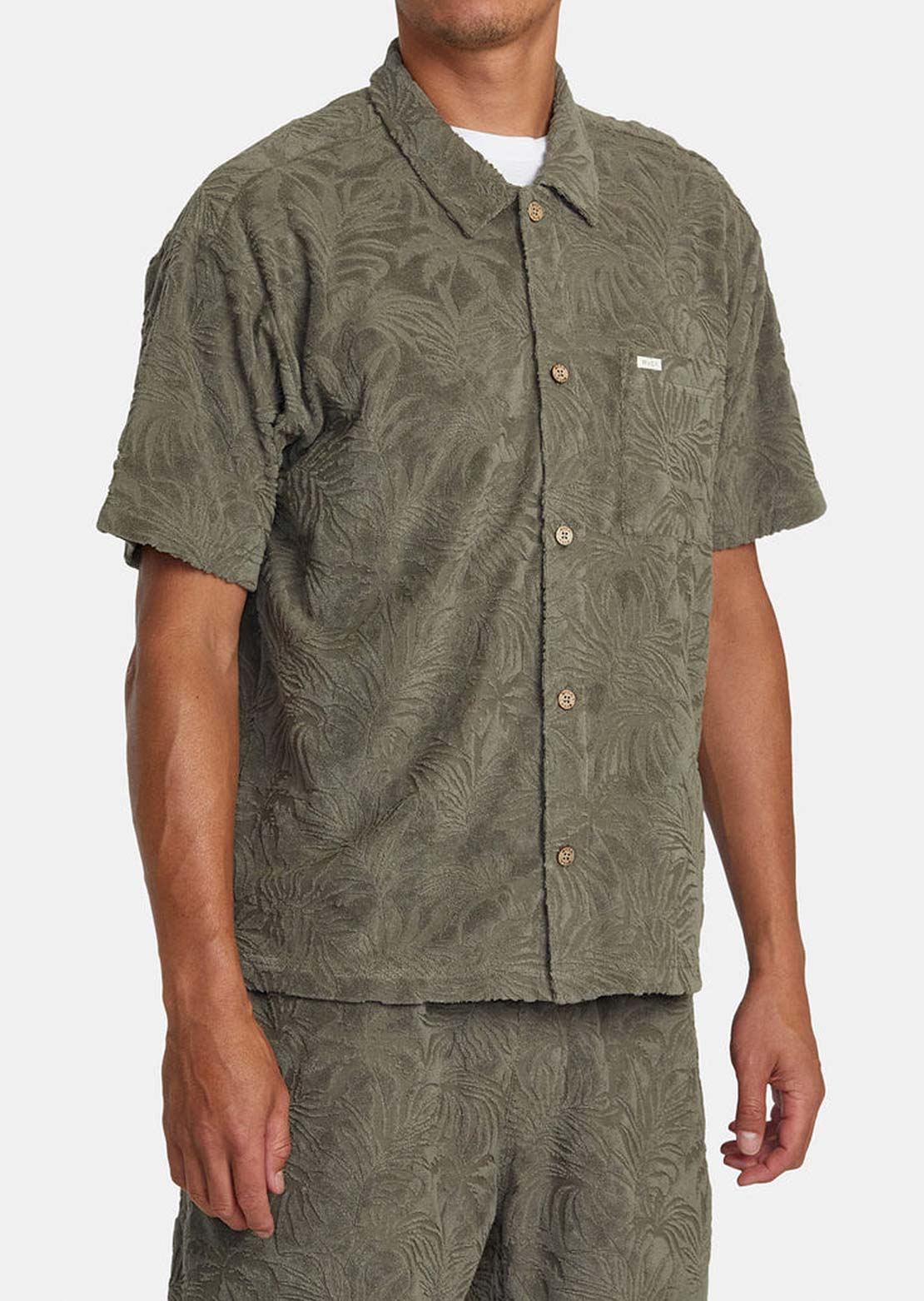 RVCA Men’s Palms Down Short Sleeve Polo Shirt Mushroom