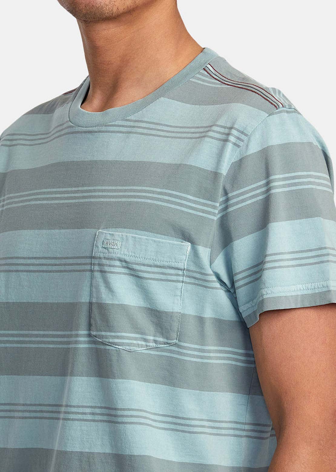 RVCA Men’s PTC Stripe Short Sleeve Knit Tee Light Blue