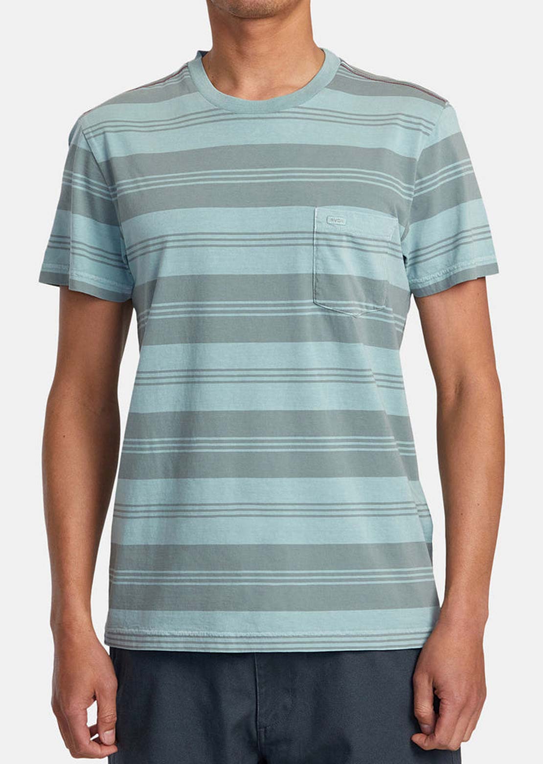 RVCA Men’s PTC Stripe Short Sleeve Knit Tee Light Blue