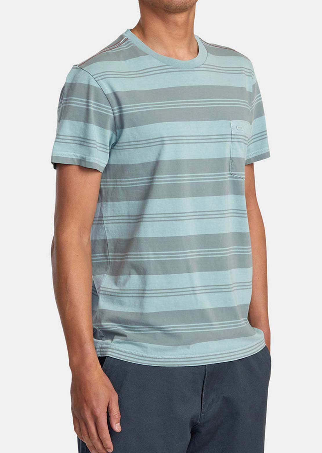 RVCA Men’s PTC Stripe Short Sleeve Knit Tee Light Blue
