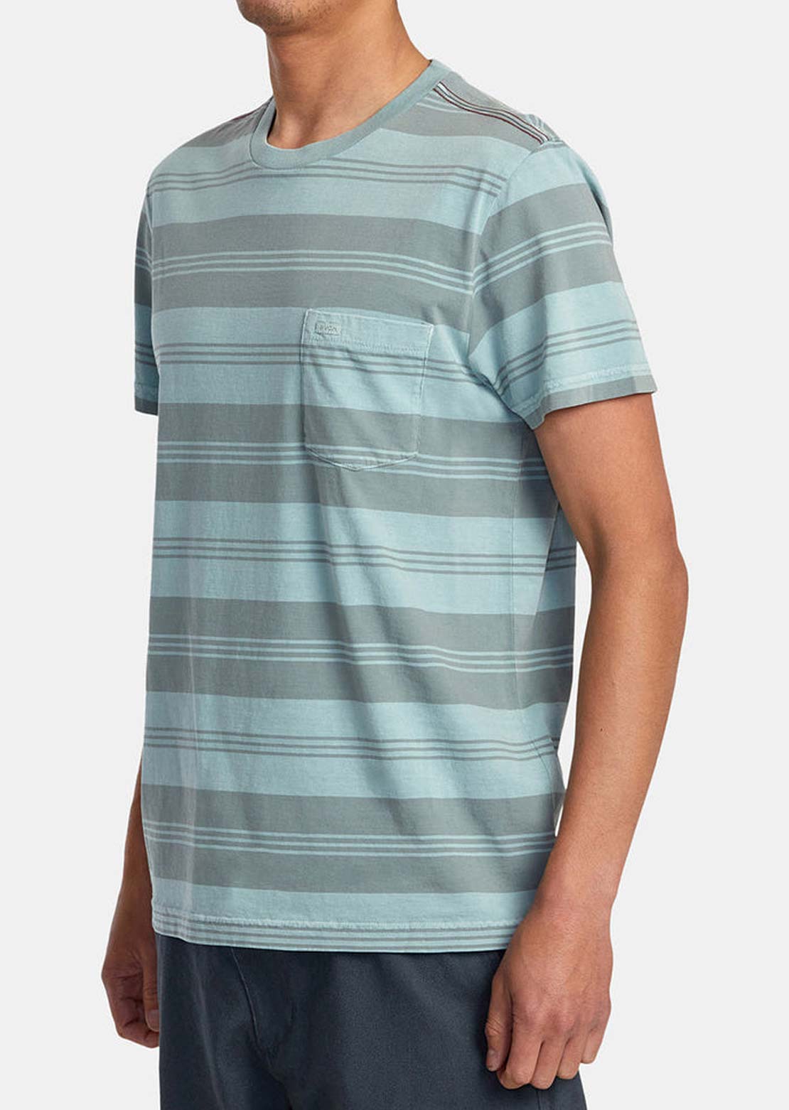 RVCA Men’s PTC Stripe Short Sleeve Knit Tee Light Blue