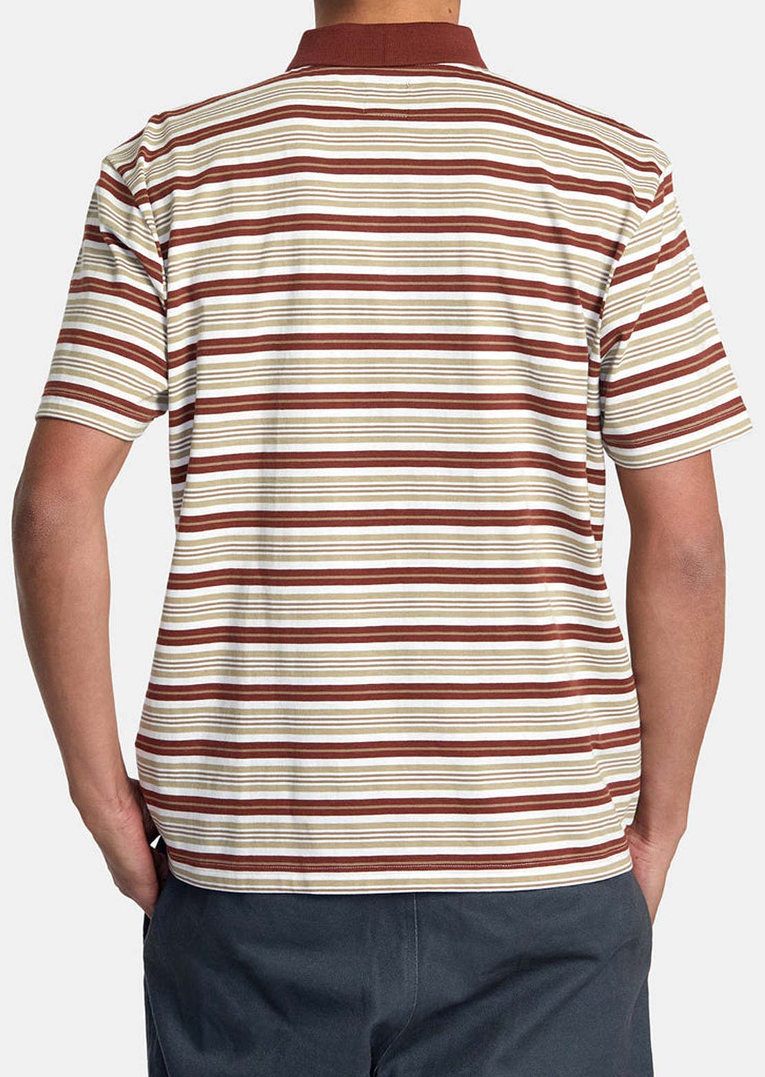 RVCA Men’s Uptown Stripe Polo Short Sleeve Polo Shirt Antique White