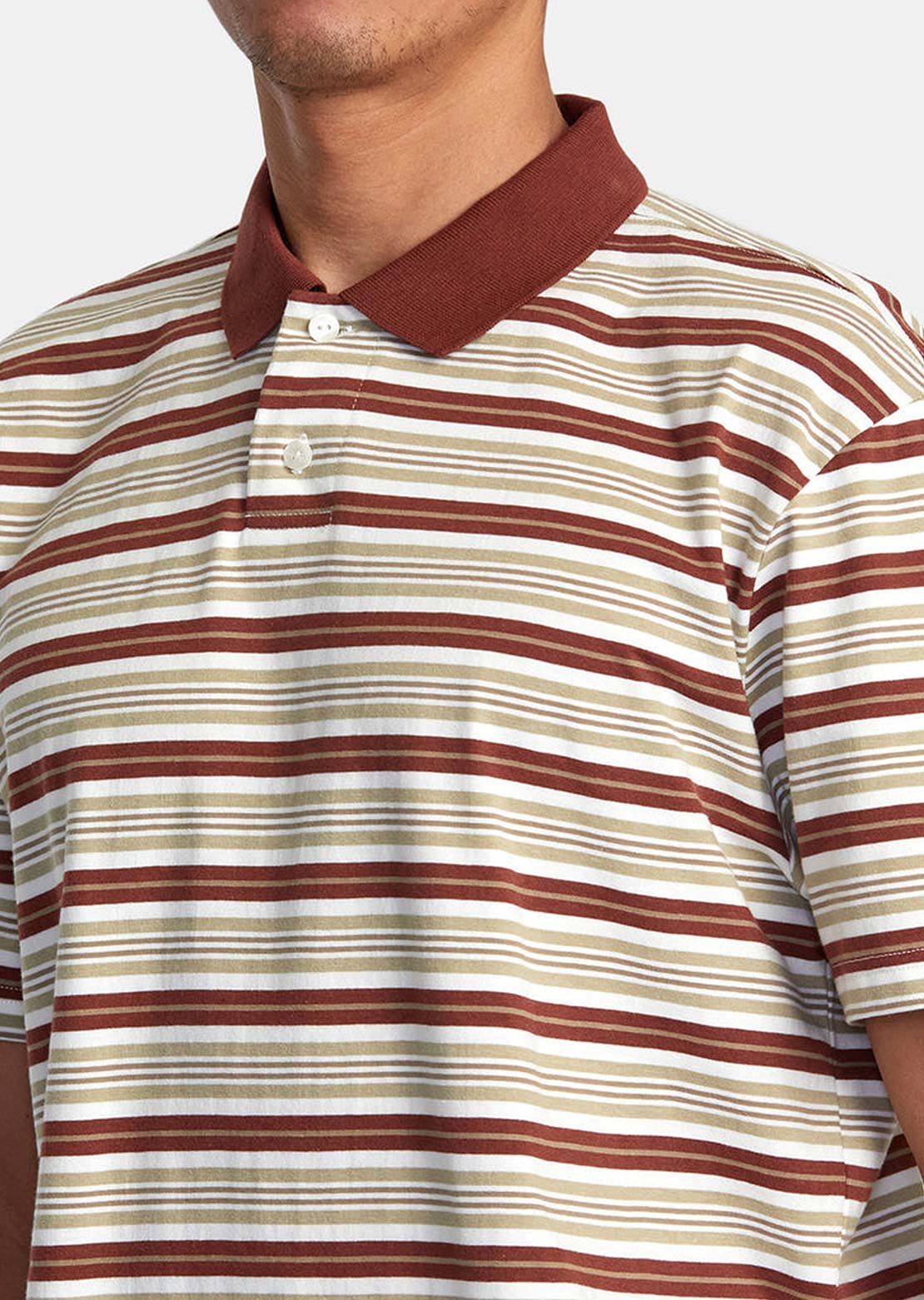 RVCA Men’s Uptown Stripe Polo Short Sleeve Polo Shirt Antique White