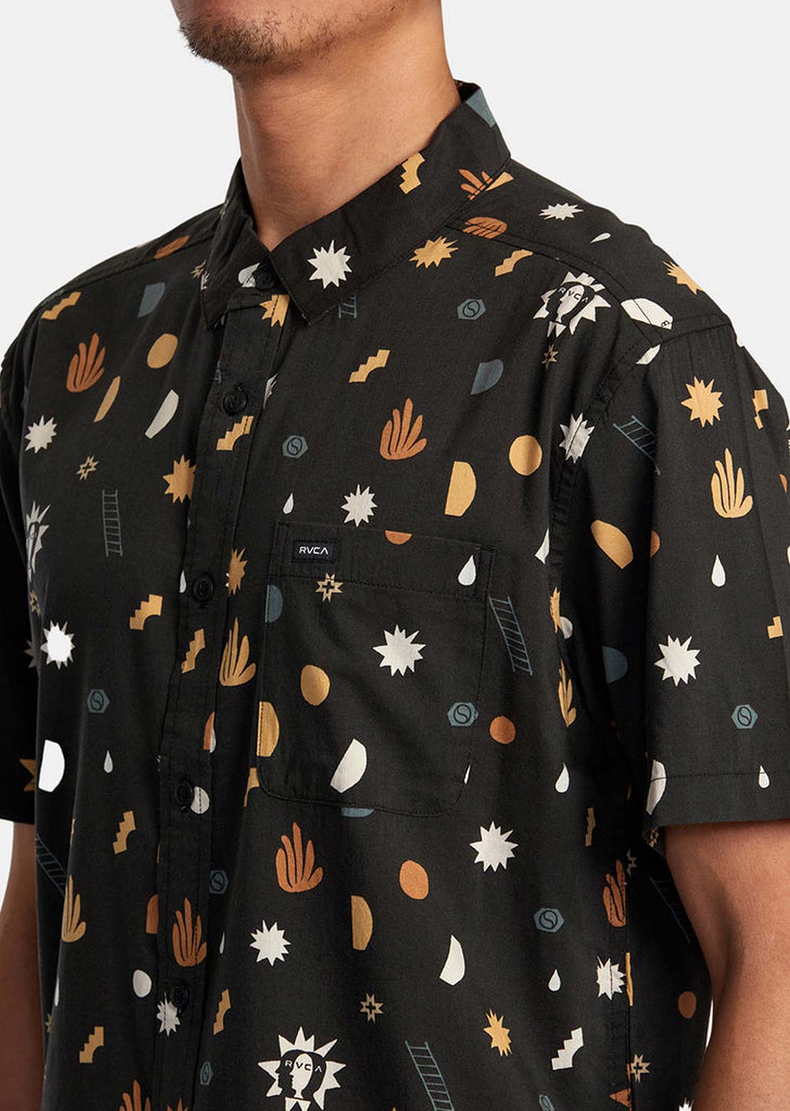 RVCA Men's Anytime Button Up Shirts Pirate Black