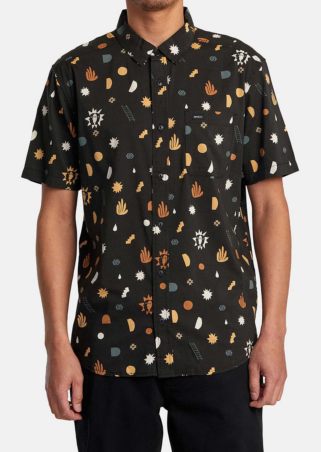 RVCA Men's Anytime Button Up Shirts Pirate Black