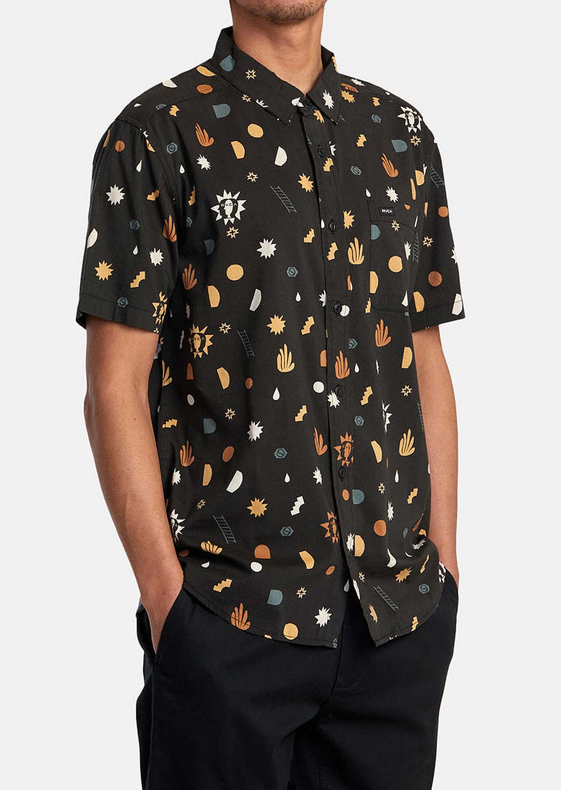 RVCA Men's Anytime Button Up Shirts Pirate Black