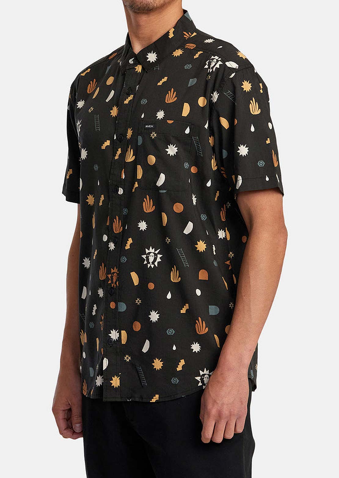 RVCA Men's Anytime Button Up Shirts Pirate Black