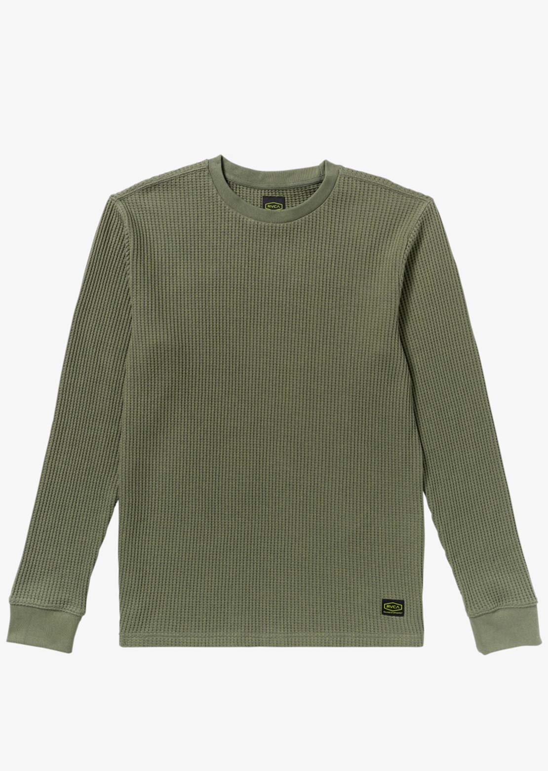 RVCA Men's Day Shift Thermal Long Sleeve Olive