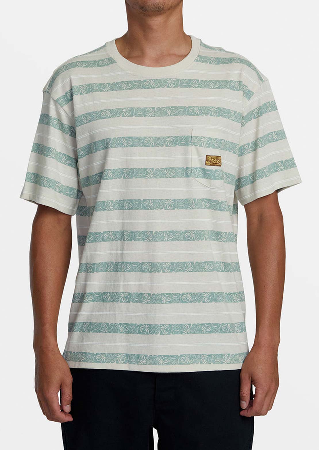 RVCA Men&#39;s Exotica Crew T-Shirt Latte