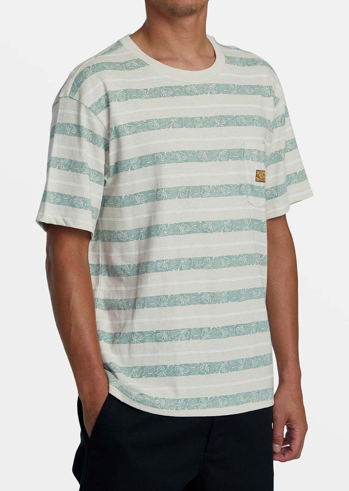 RVCA Men&#39;s Exotica Crew T-Shirt Latte