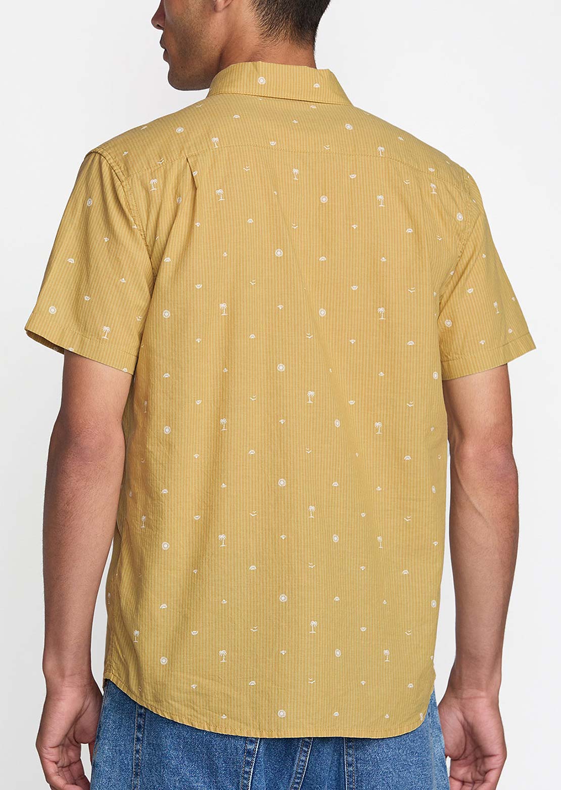 RVCA Men's Exotica Seersucker T-Shirt Ochre