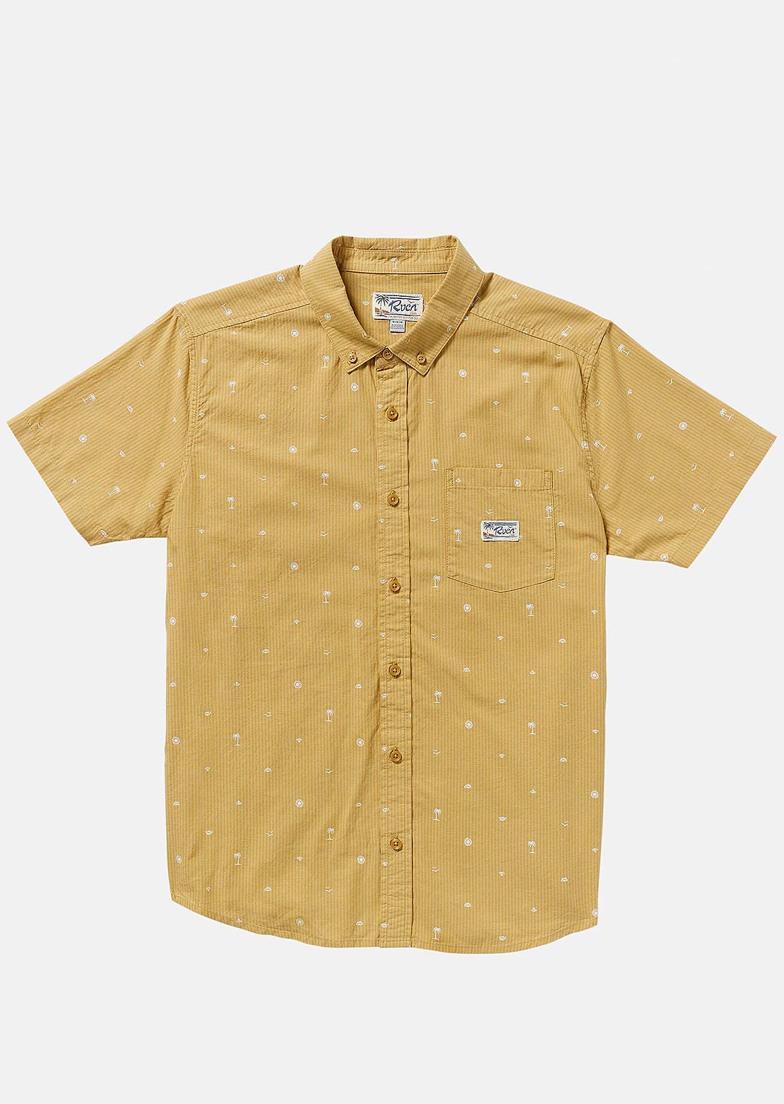 RVCA Men's Exotica Seersucker T-Shirt Ochre