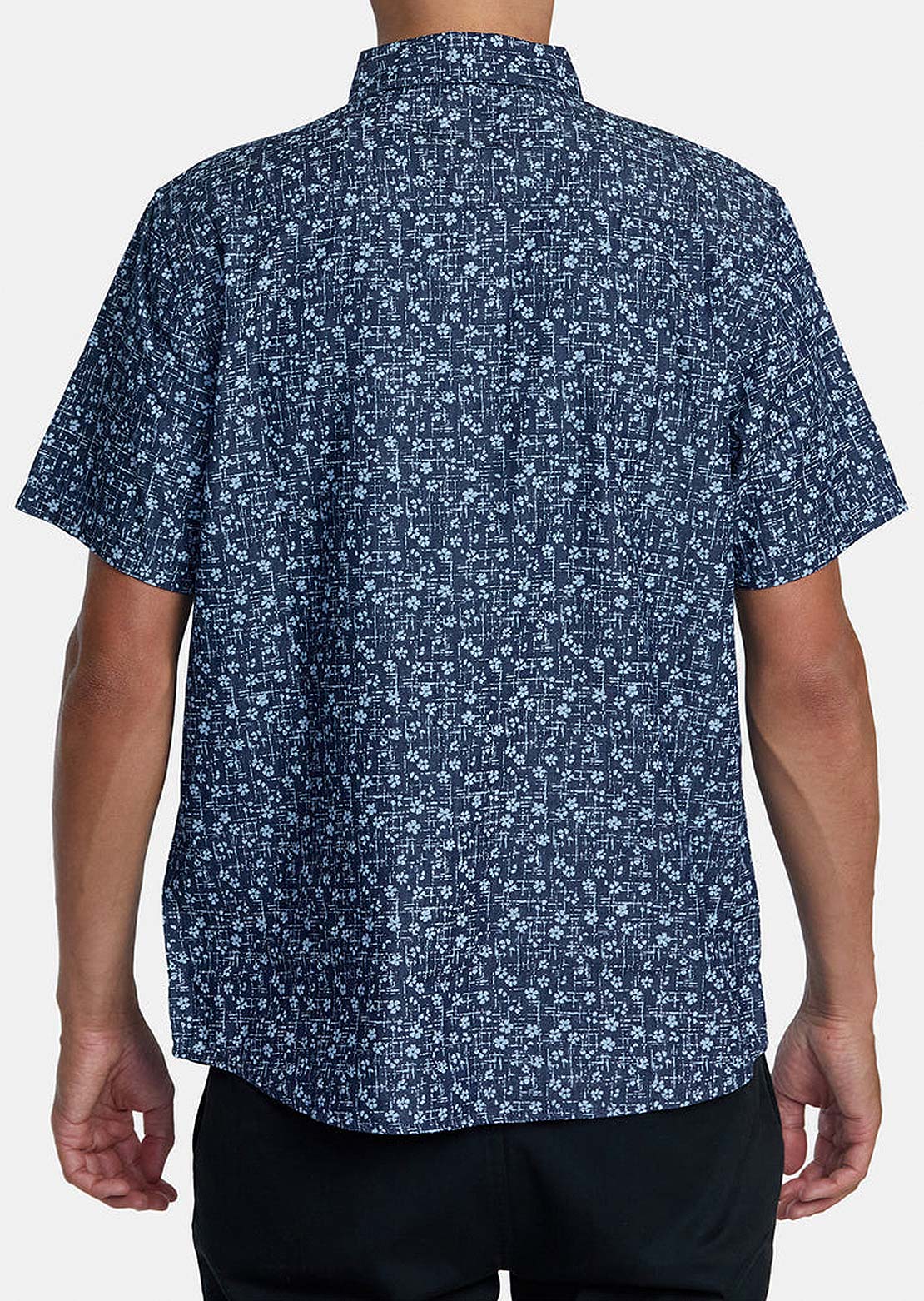 RVCA Men&#39;s Frame Chambray Button Up Shirts Washed Indigo