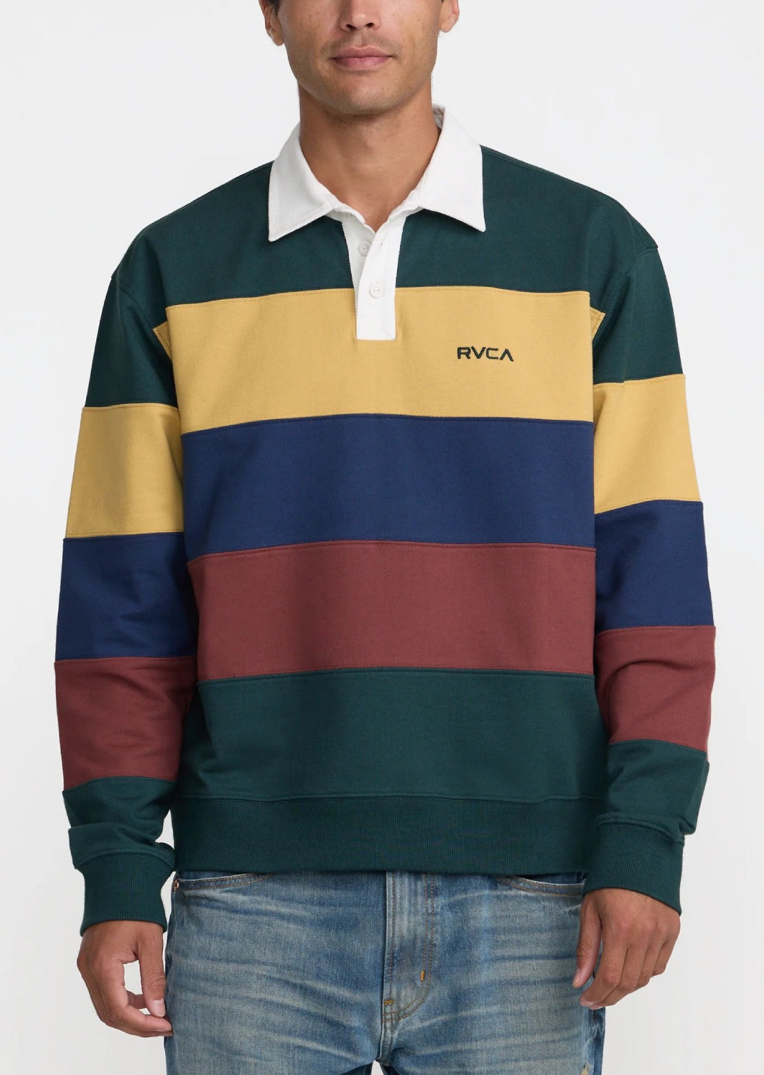 RVCA Men's Insignia Fleece Rugby Longsleeve Dusty Green
