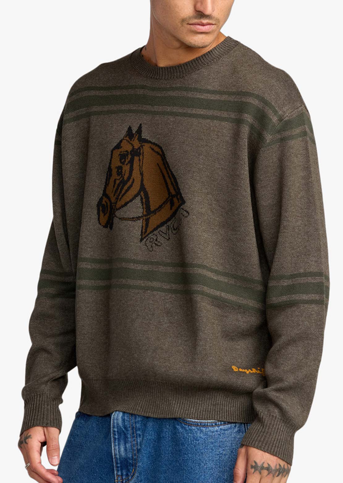 RVCA Men's KSL Crew Sweater Mushroom