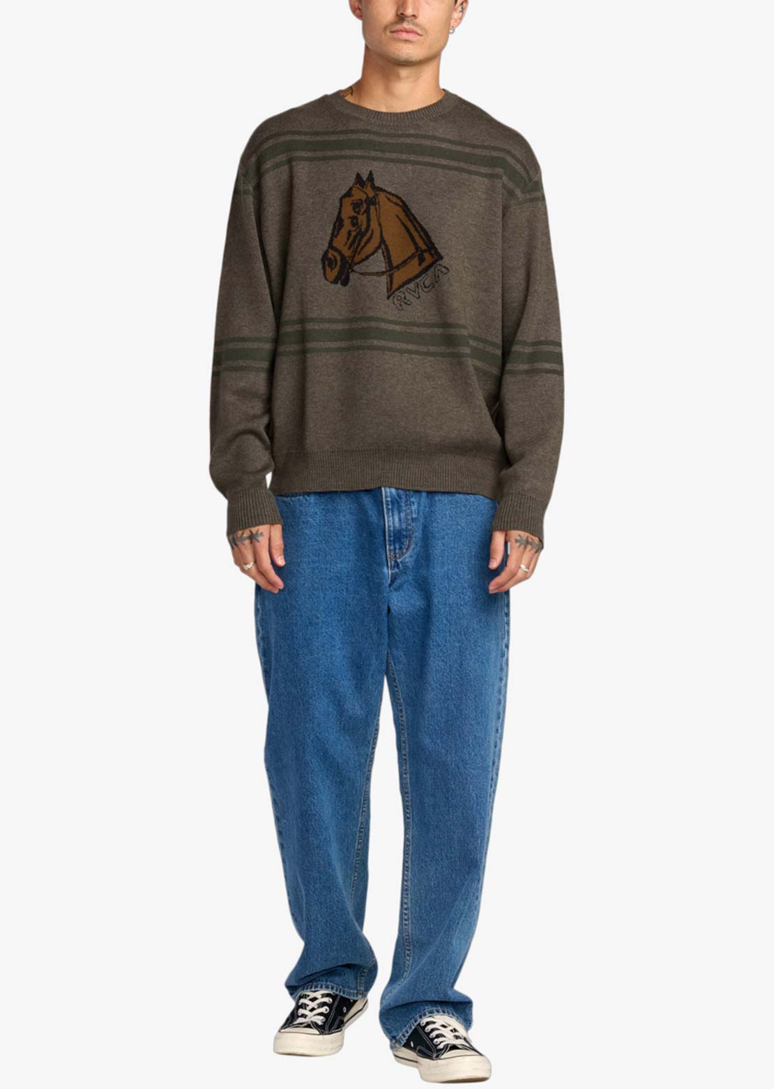 RVCA Men's KSL Crew Sweater Mushroom