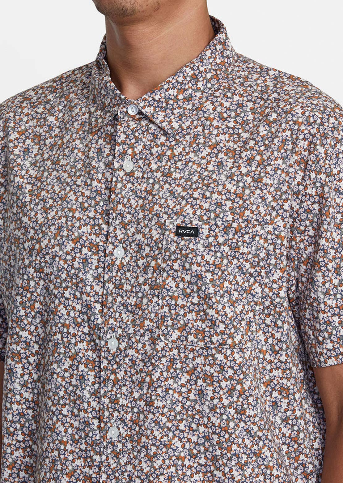 RVCA Men&#39;s Micro Garden Button Up Shirts Pale Mauve