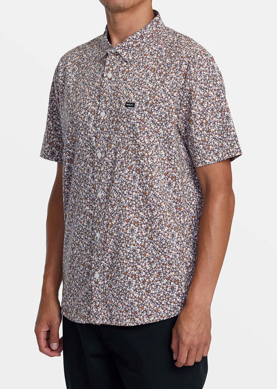 RVCA Men&#39;s Micro Garden Button Up Shirts Pale Mauve