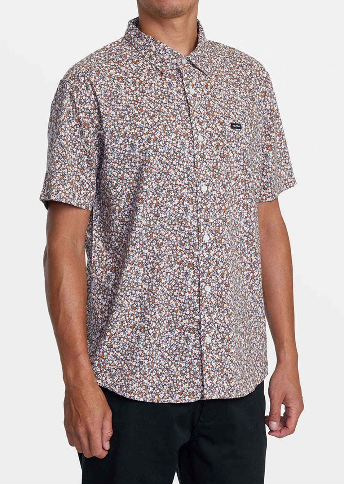 RVCA Men&#39;s Micro Garden Button Up Shirts Pale Mauve