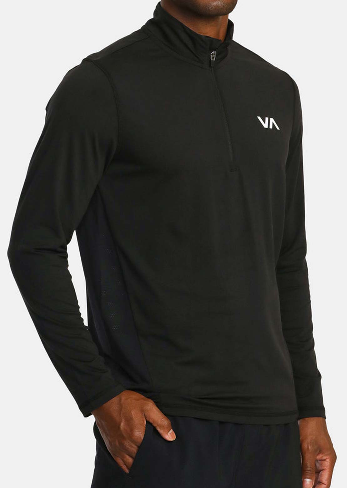 RVCA Men&#39;s Sport Vent Half Zip Long Sleeve Black