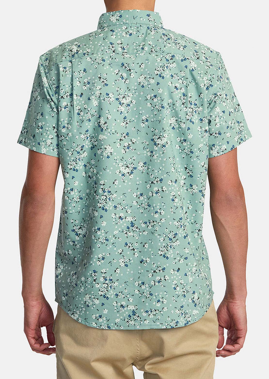 RVCA Men's Thatll Do Print Button Up Shirts Green Haze