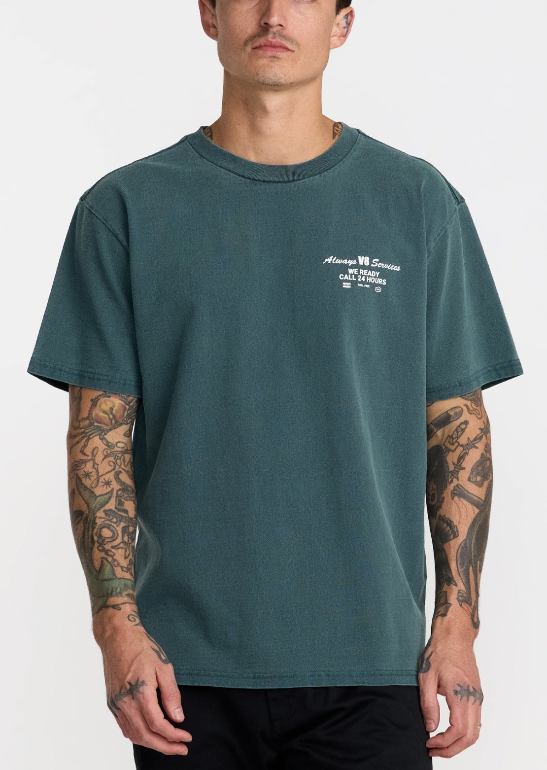 RVCA Men's V8 T-Shirt Dusty Green