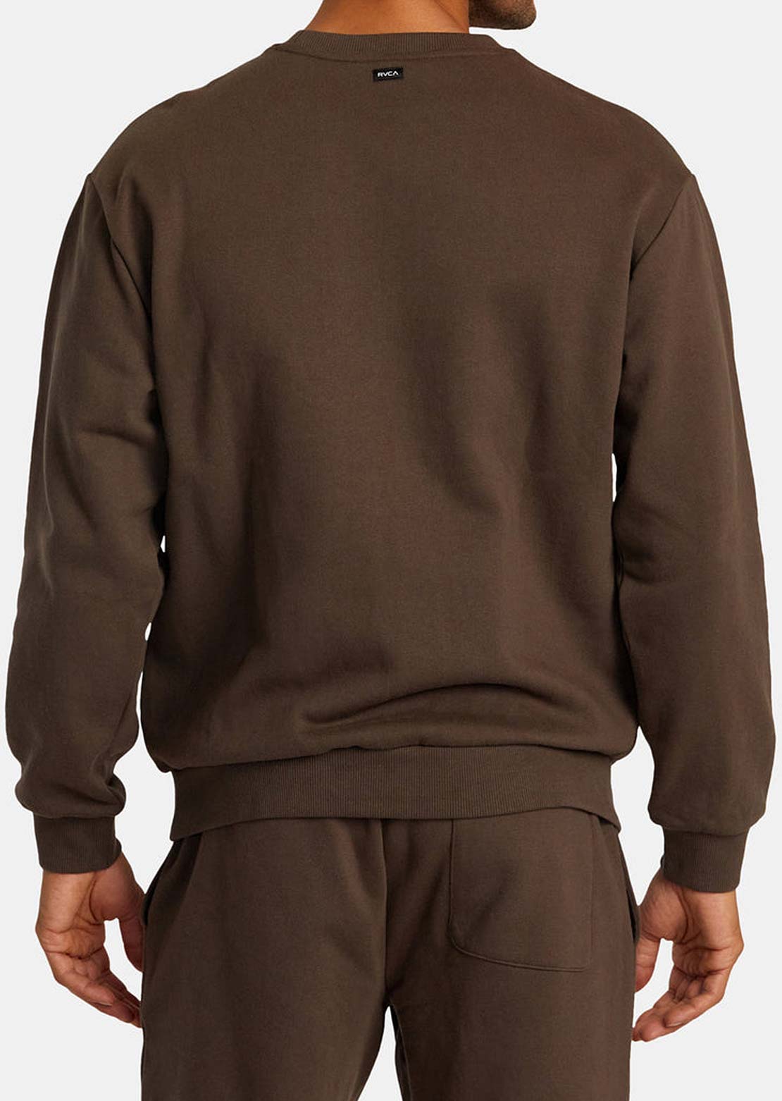 RVCA Men's VA Essential Crew Long Sleeve Mocha