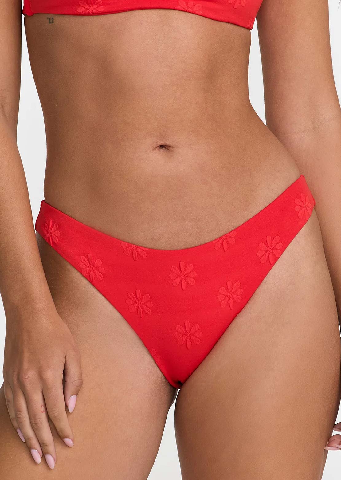 RVCA Women's Daisies Cheeky Bikini Bottom Flamingo