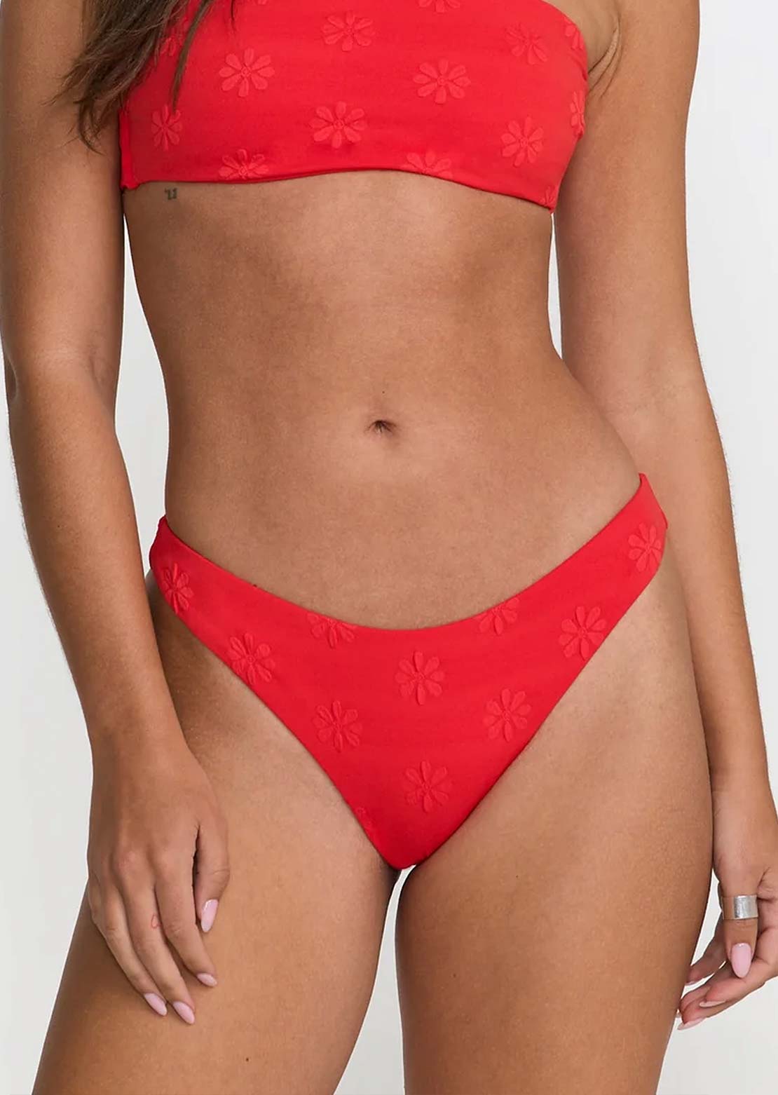 RVCA Women's Daisies Cheeky Bikini Bottom Flamingo