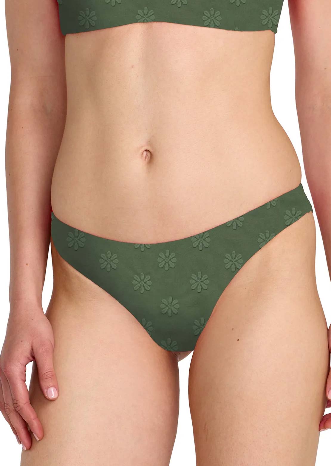 RVCA Women's Daisies Cheeky Bikini Bottom Olive