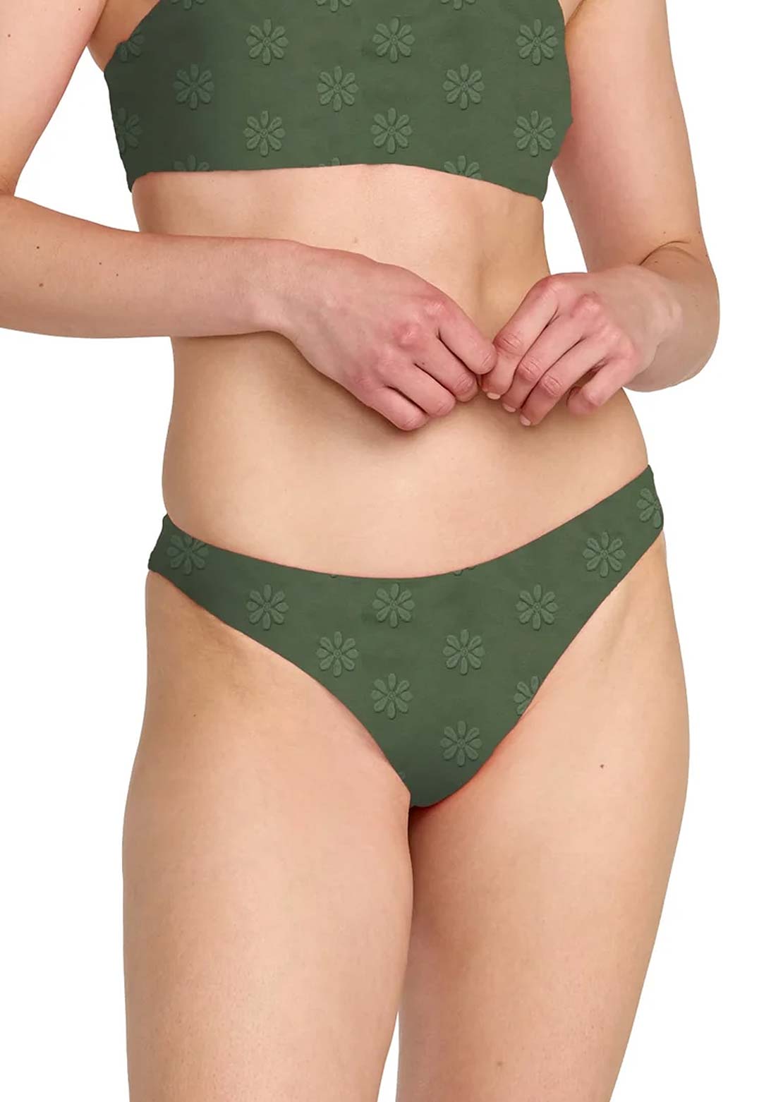 RVCA Women's Daisies Cheeky Bikini Bottom Olive