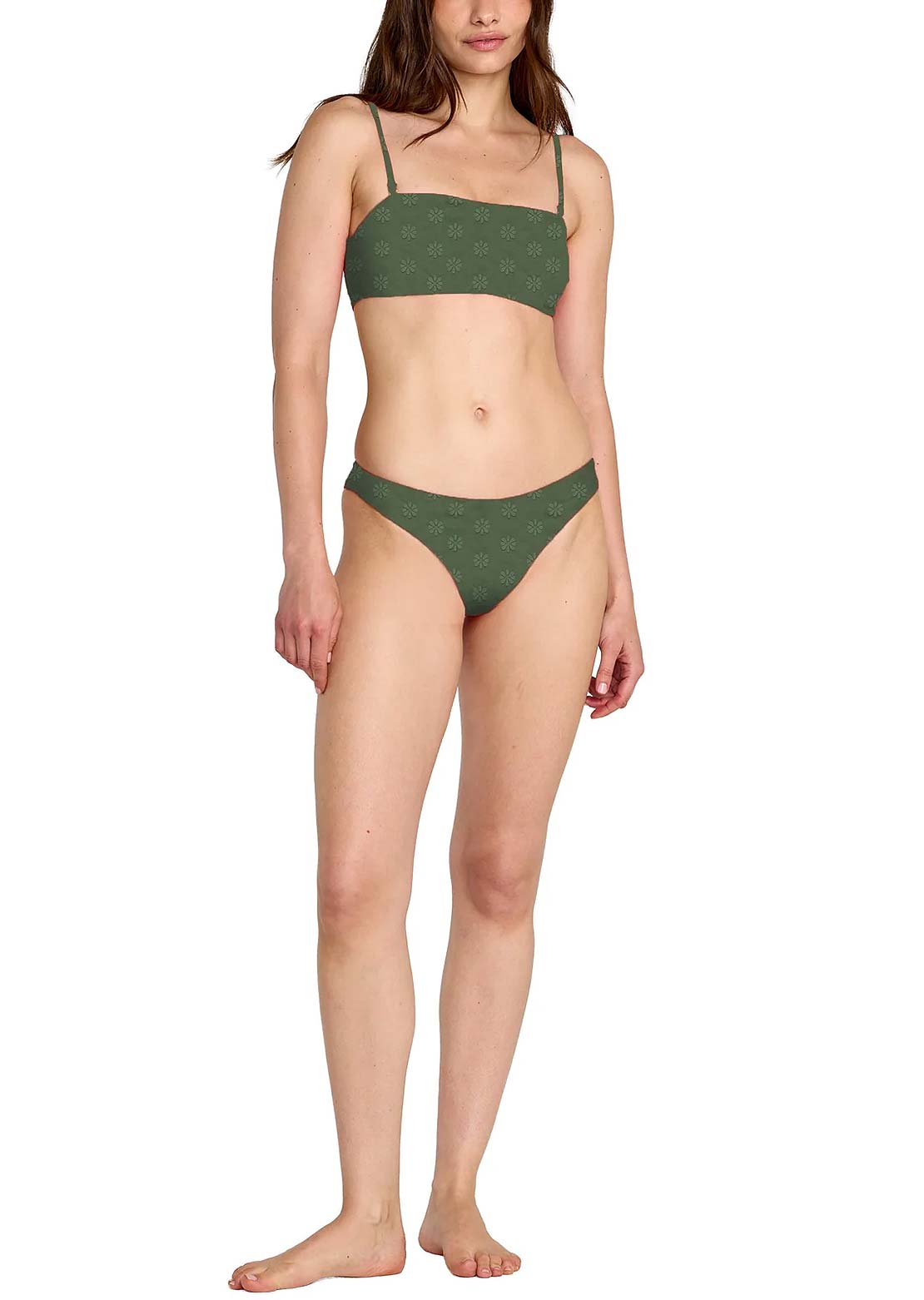 RVCA Women's Daisies Cheeky Bikini Bottom Olive