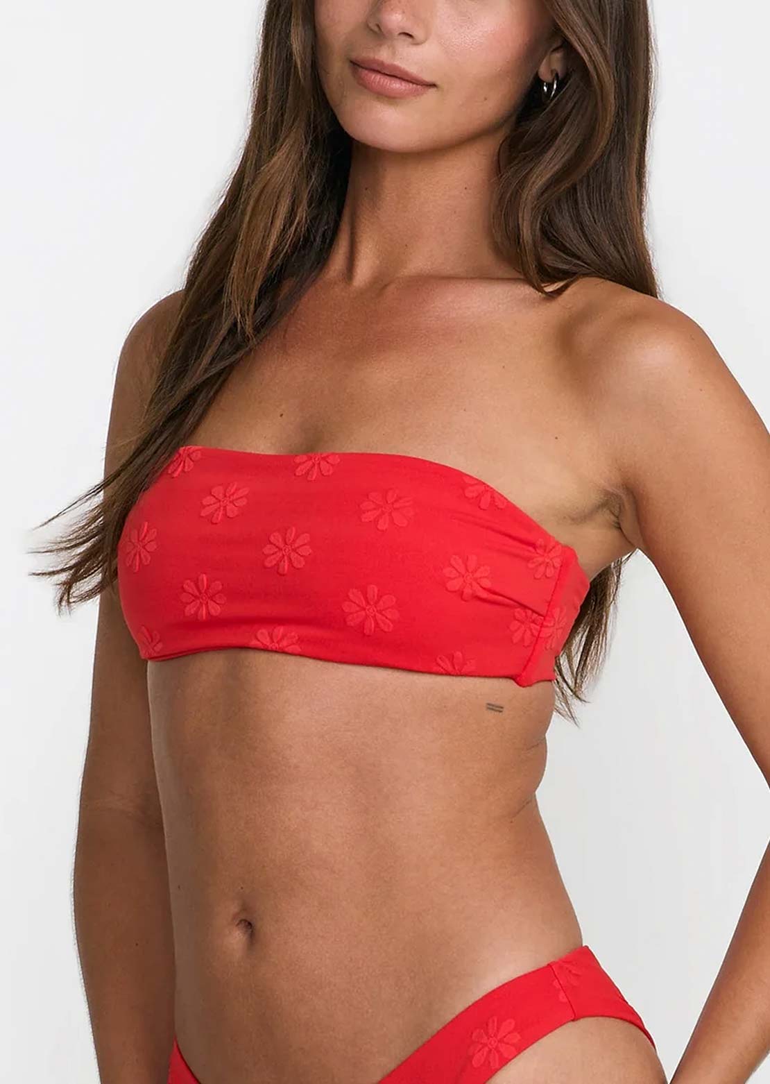 RVCA Women's Daisies Tube Bandeau Bikini Top Flamingo