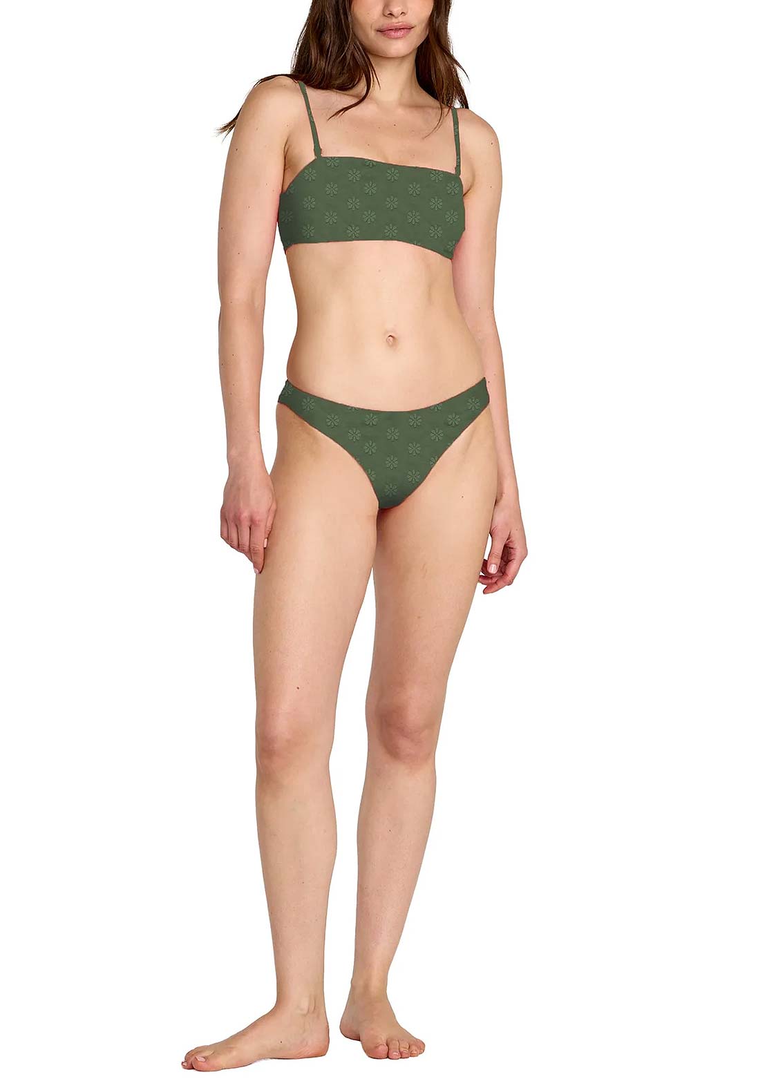 RVCA Women's Daisies Tube Bandeau Bikini Top Olive