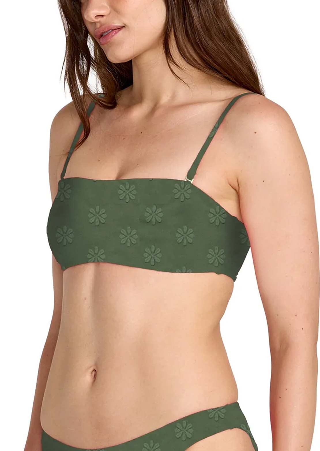 RVCA Women's Daisies Tube Bandeau Bikini Top Olive