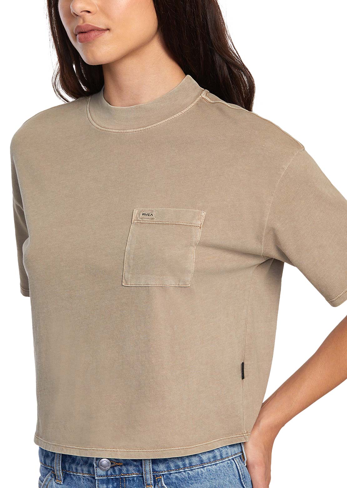 RVCA Women&#39;s Kinney Pocket T-shirt Dark Khaki
