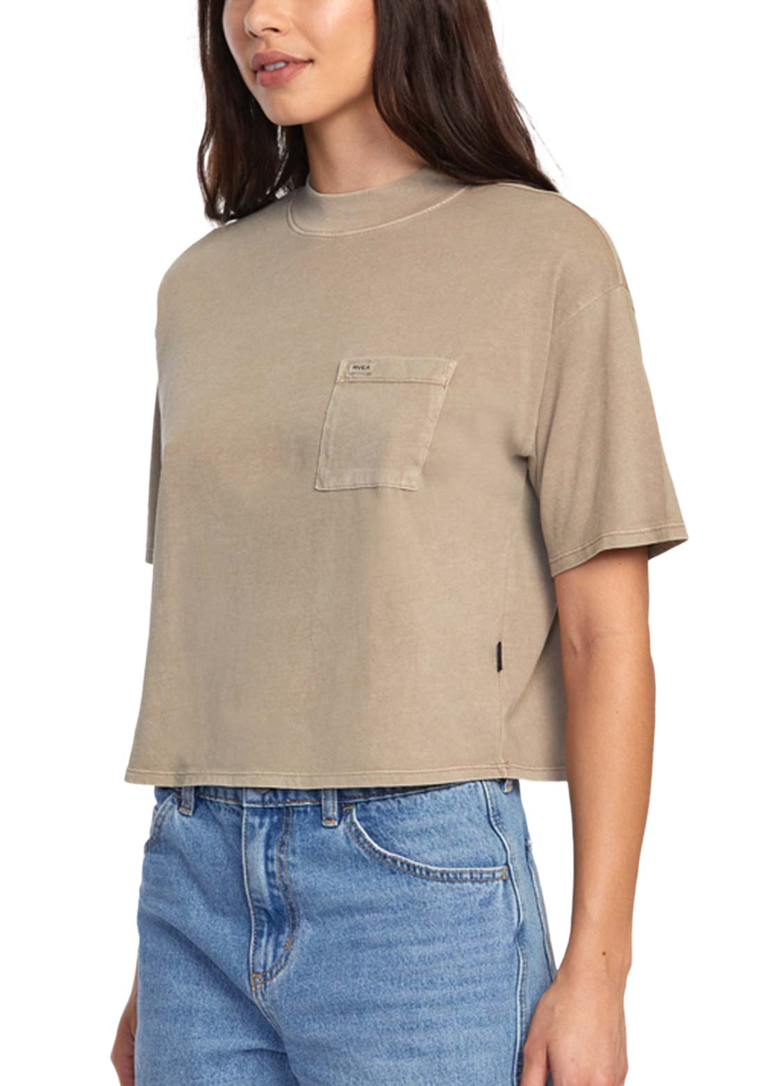 RVCA Women&#39;s Kinney Pocket T-shirt Dark Khaki