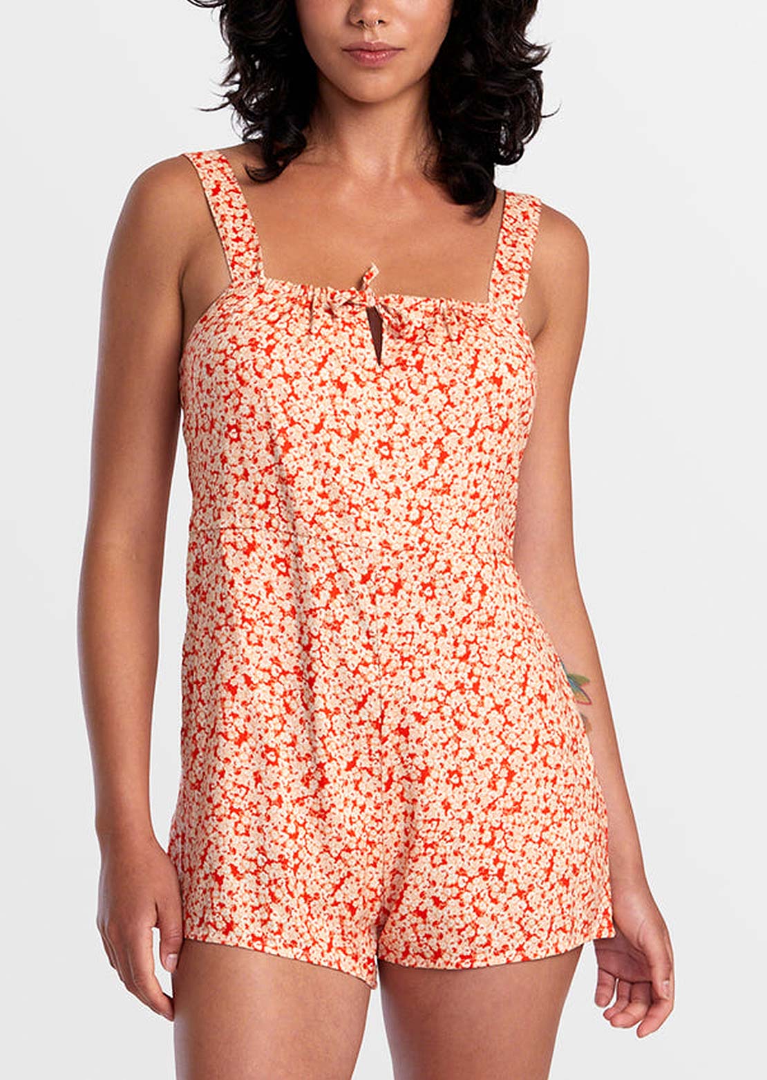 RVCA Women&#39;s Mayfair Romper One Piece Orange