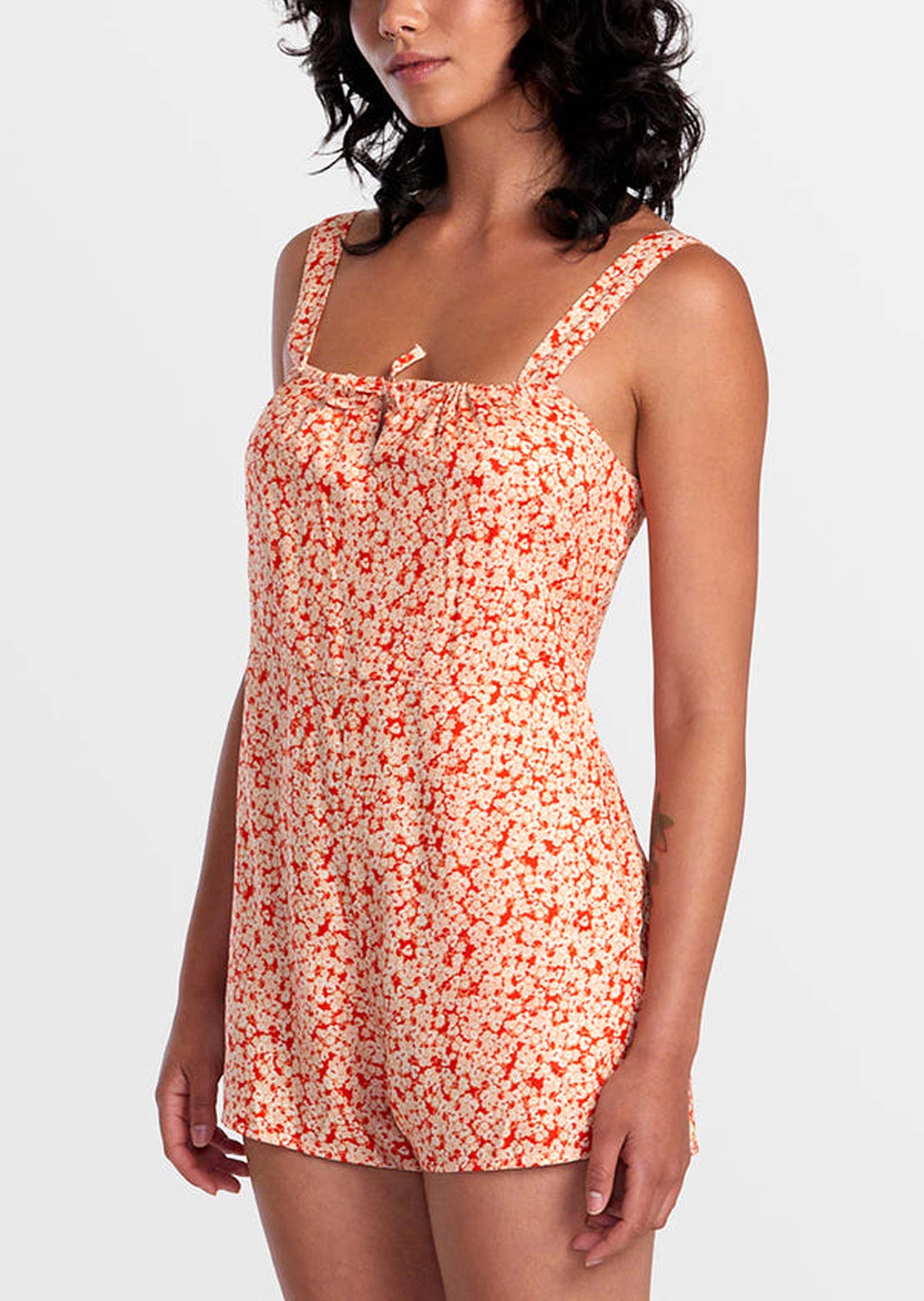 RVCA Women&#39;s Mayfair Romper One Piece Orange
