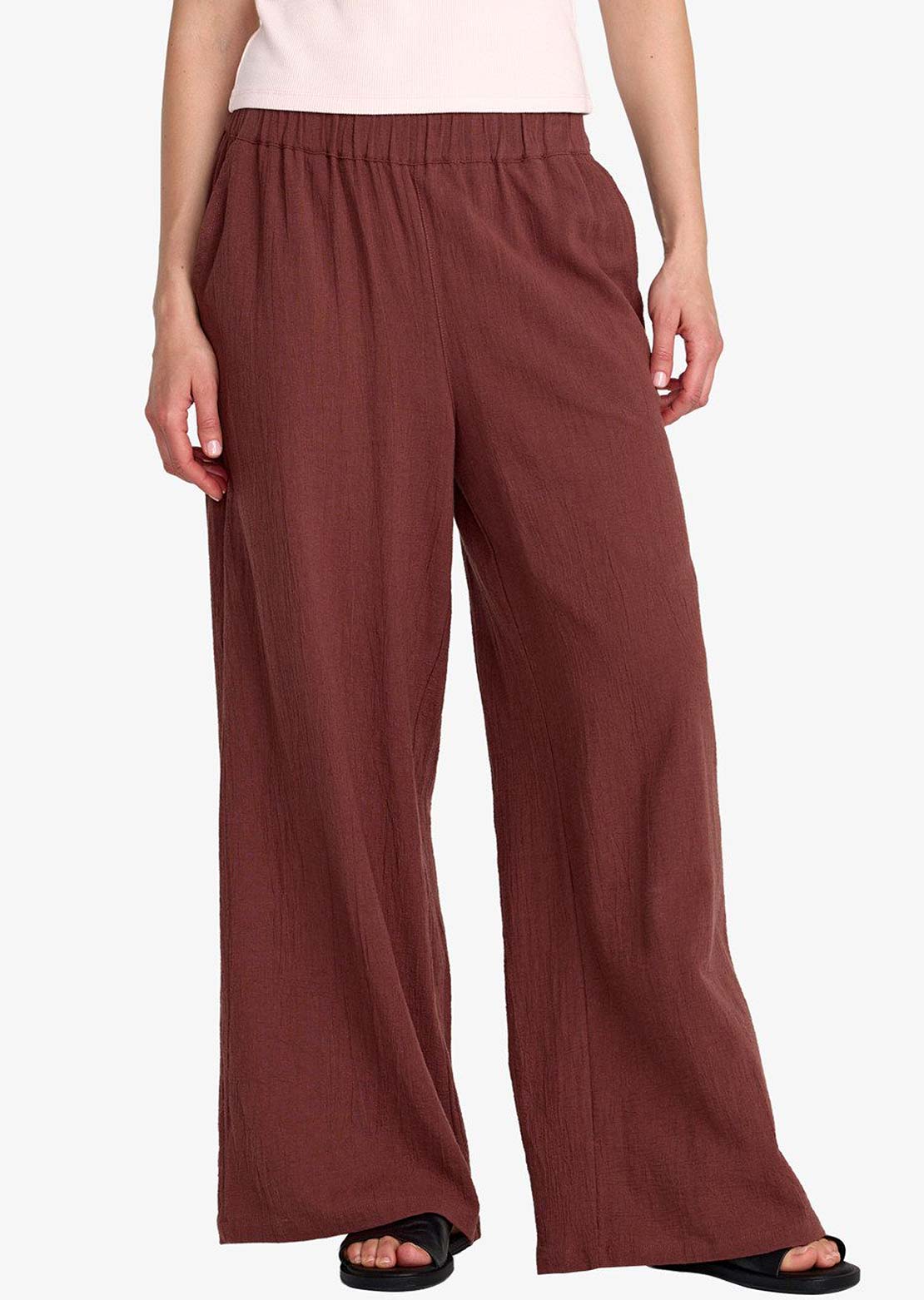 RVCA Women's New Yume Wide Cotton Pants Terra Brown