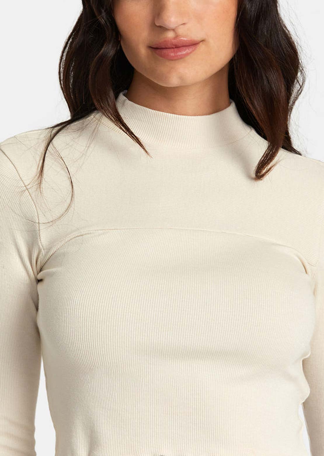 T-shirt RVCA Femme - Saved Long Sleeve Fitted Cropped Mock Neck - Taille XS - NEUF