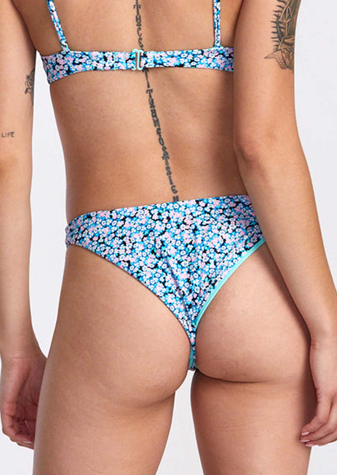 RVCA Women's Sprinkles Medium French Bikini Bottom Black Floral