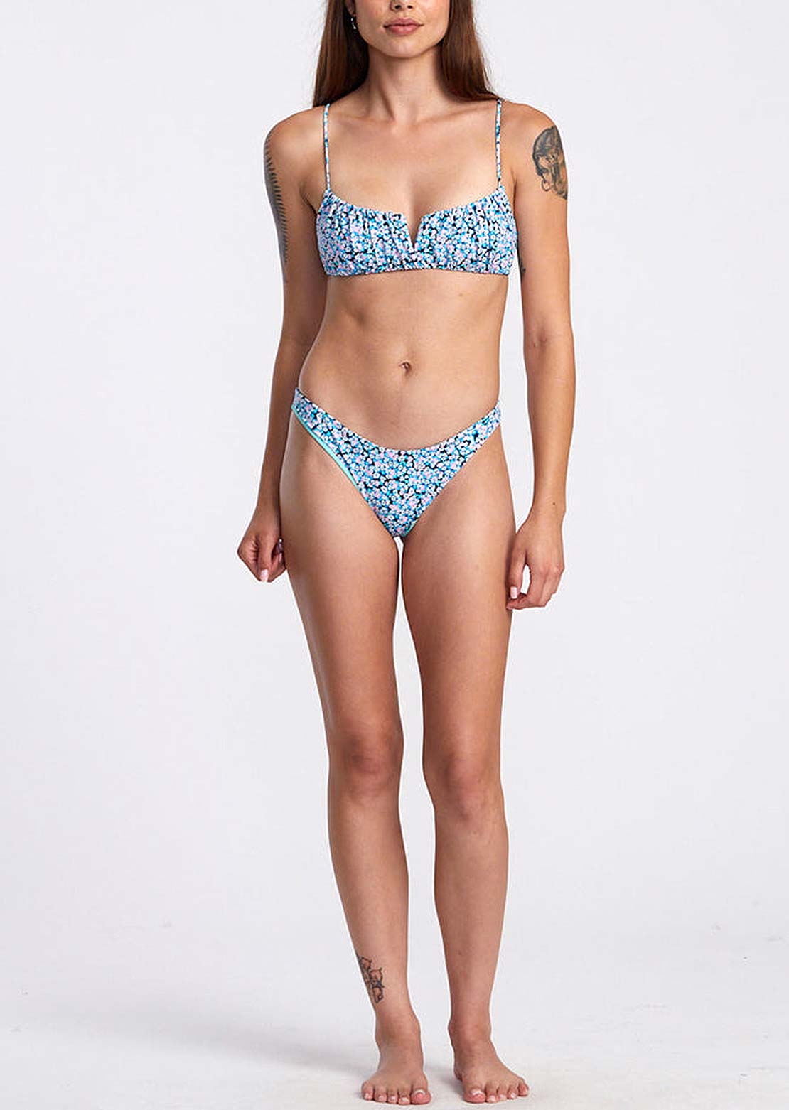 RVCA Women's Sprinkles Medium French Bikini Bottom Black Floral