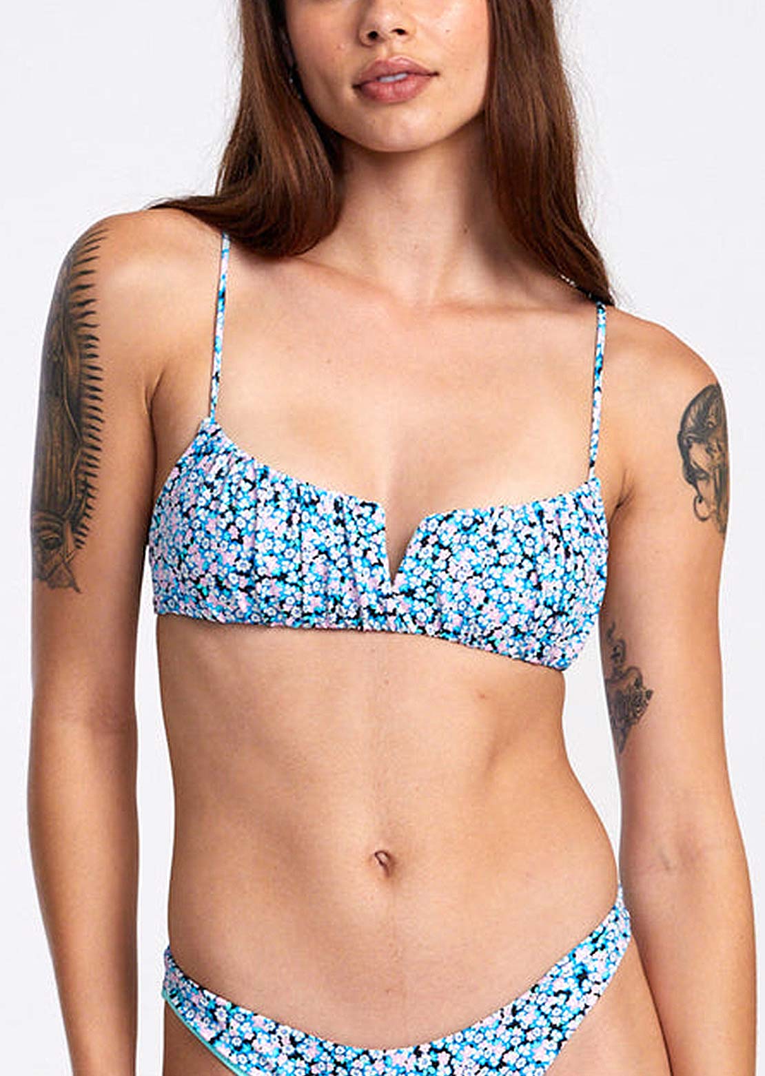 RVCA Women's Sprinkles V-Wire Bralette Black Floral