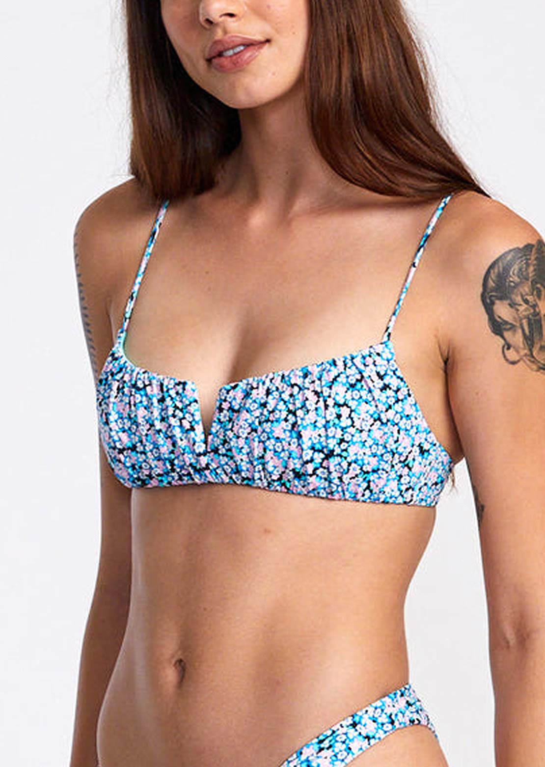 RVCA Women's Sprinkles V-Wire Bralette Black Floral